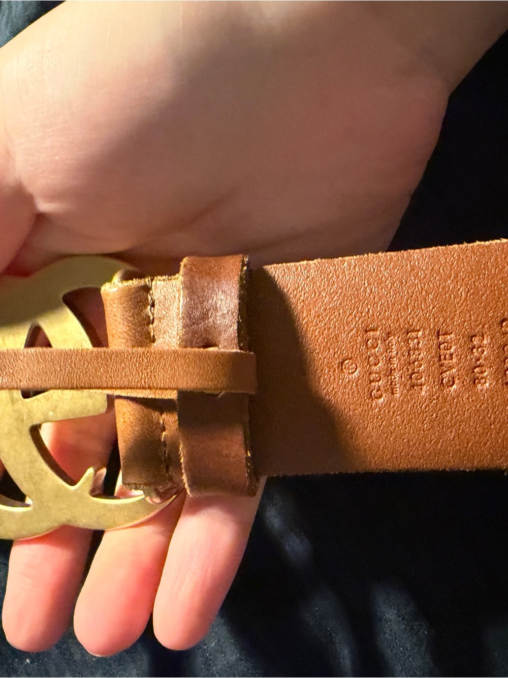 Gucci Suede Belt in Cognac with Gold Double-G Buckle - Picture 6 of 15